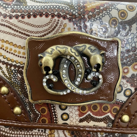 Sharif Genuine Brown Patent Leather Wallet with front embellishment - Picture 11 of 15